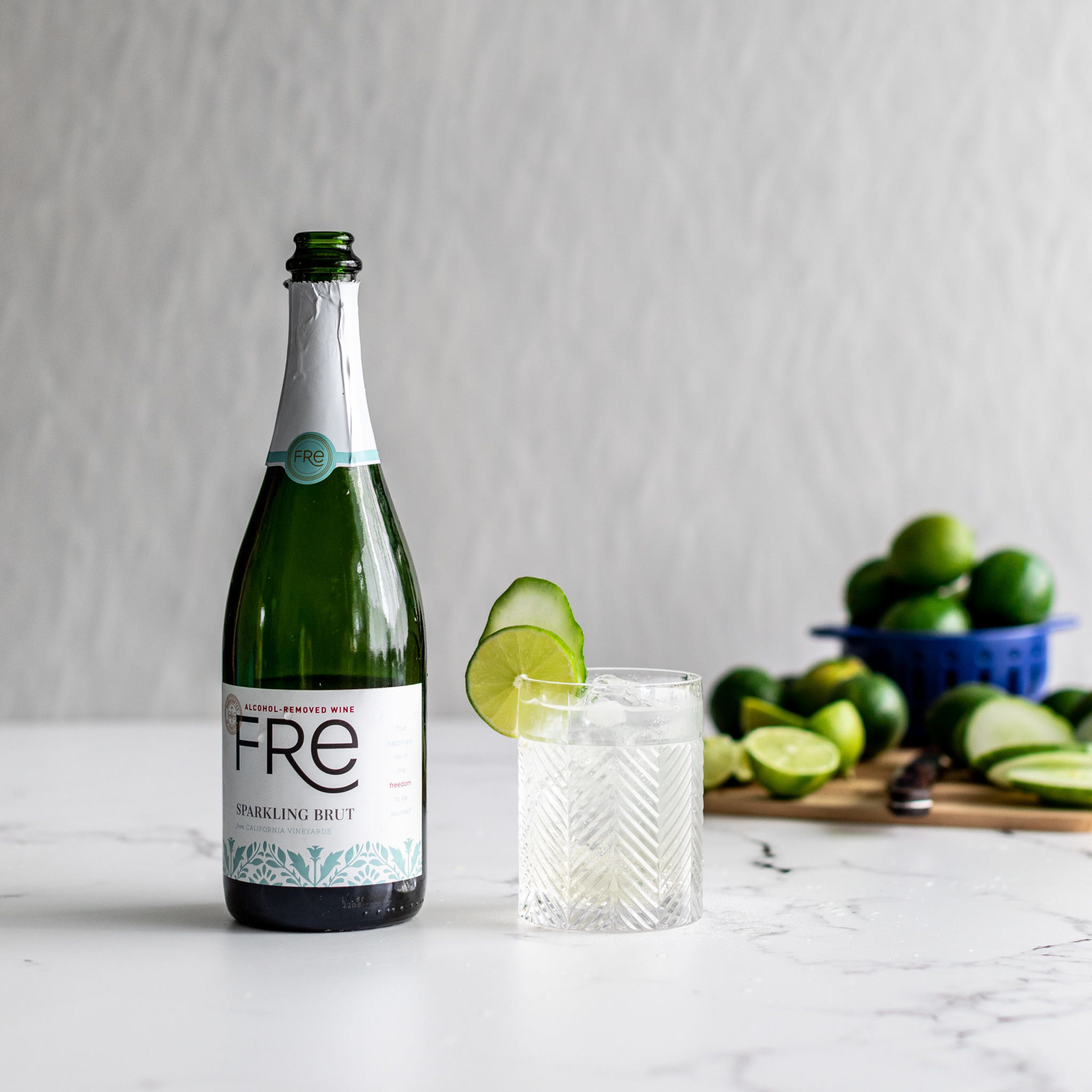 mocktails, mocktail recipe, fre sparkling brut, sparkling brut, alcohol free champagne, fre wines, alcohol removed wine