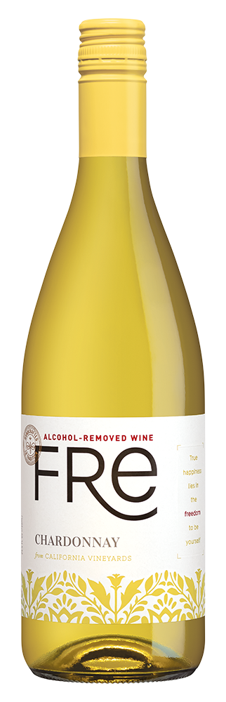 Bottle of Fre non-alcoholic Chardonnay white wine